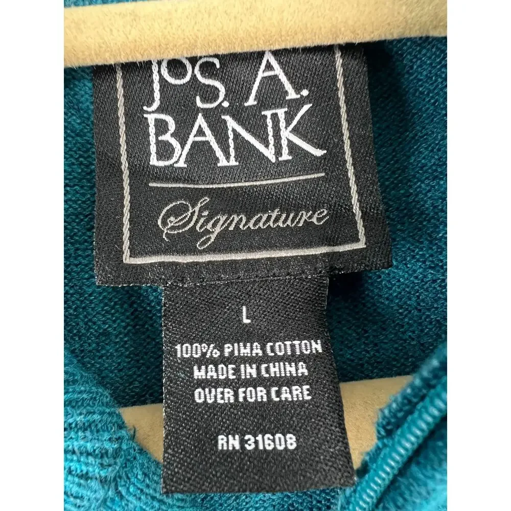 Men’s Jos A Bank Signature 1/4 Zip Pima Cotton Sweater in Blue Large